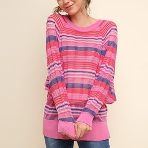 NWT Lightweight Pink Striped Sweater